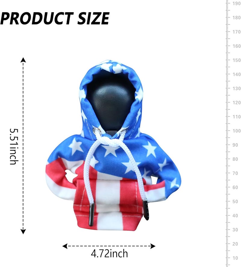 Stacool Car Gear Shift Cover with US Flag Design,Fashionable Gear Shift Hoodie for Shifter Knobs,Universal Car Interior Accessories Funny Car Shift Knob Cover for Cars Trucks SUVs (Colorful/U+D) - Image 2